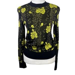 Scotch & Soda Starwatcher Sweater XS Black Floral Jacquard Knit Pullover Autumn